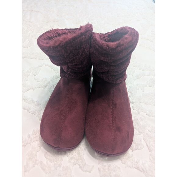 LongBay Warm Chenille Bootie Slippers Memory Foam Wine Red M 7-8 - Picture 2 of 7
